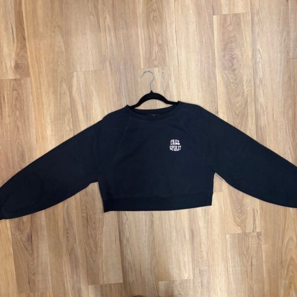 NOBO Black Cropped Crewneck Sweater Medium – Free Spirit Embroidered Y2K Cozy - Picture 2 of 8
